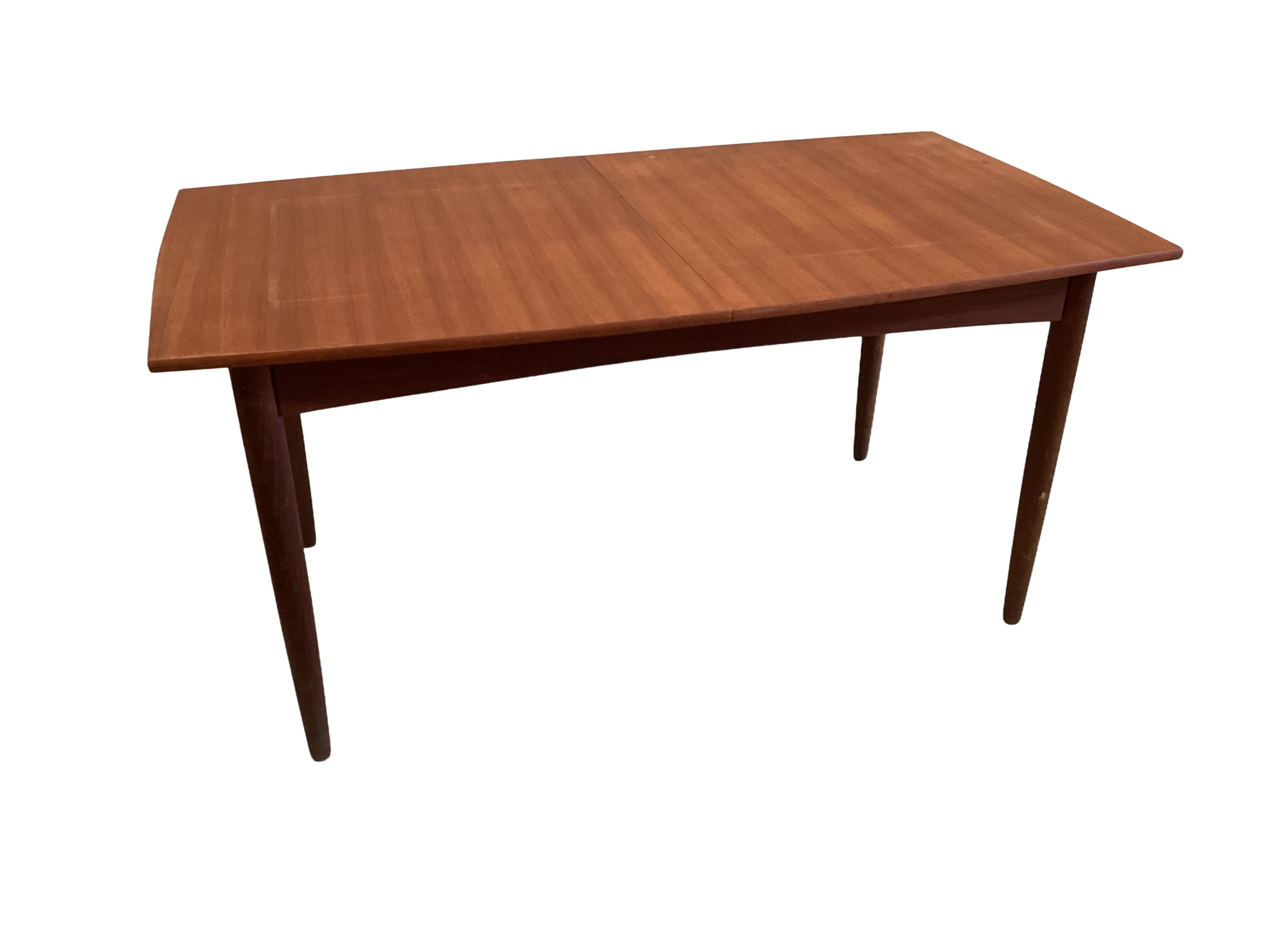 mid century Uniflex teak extending dining table, width 150cm, depth 85cm, height 74cm